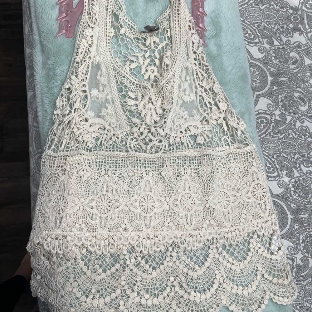 Dynamite Cream Crochet Lace Top - Picture 5 of 7